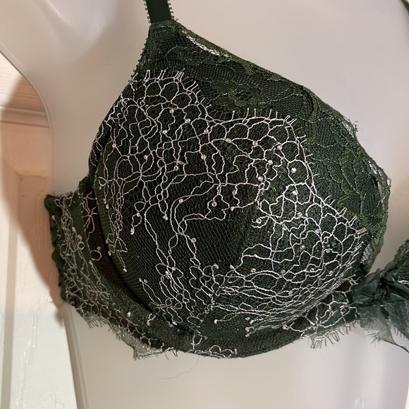 Victoria's Secret Dream Angels Push Up Bra Dark Green Lace Overlay 32D - Picture 5 of 16